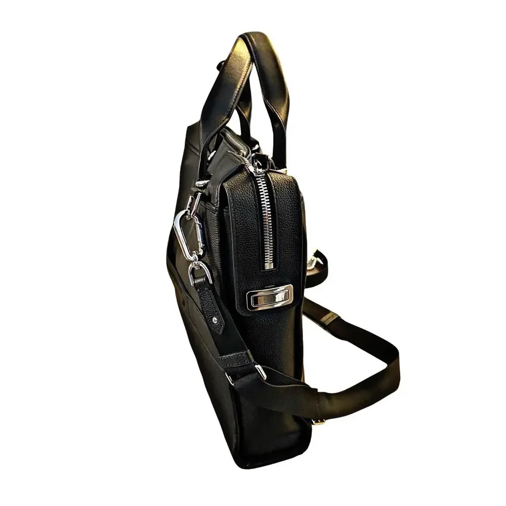 Tumi Black Leather Briefcase for 16 in Laptop, Padded Partitions, - Picture 4 of 7